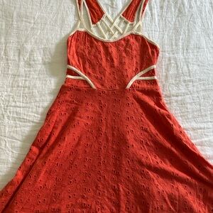 Free People Orange Dress with Criss-Cross Back